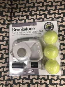 NEW Brookstone 3-in-1 Retractable Leash Set 3 Tennis Balls and 2 Waste Bag Rolls - Picture 1 of 2