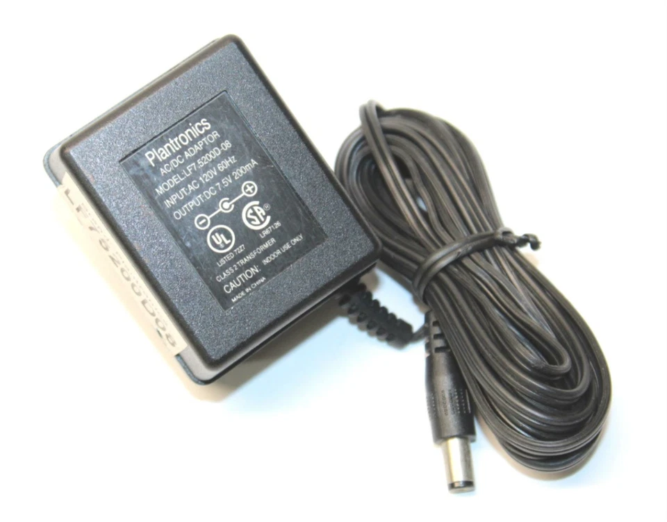 Original Plantronics LF7.5200D-08 AC/DC Home Office Wall Adapter in 7.5V 200mA - Image 1 of 1