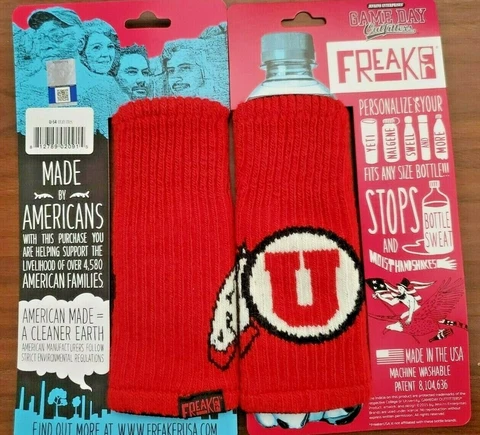 Lot of 2 FREAKER "U" University Of Utah FITS EVERY BOTTLE CAN BEVERAGE Cover