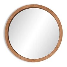 24" Round Decorative Wood Farmhouse Rustic Wall Mirror Bedroom Mirrors For Wall 