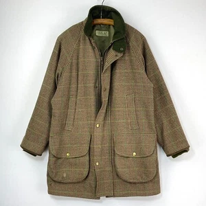 Roxton Tweed Coat Mens Medium Brown Houndstooth Check Wool Shooting Field Jacket - Picture 1 of 23