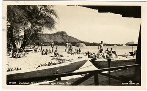 1946 Diamond Head Hawaii from Royal Hawaiian Moana Hotel Waikiki~RPPC Real Photo - Picture 1 of 2
