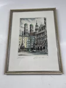 Colorierte Radierung München im Rahmen - Bild 1 von 5