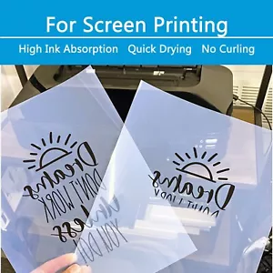 Película de transparencia de inyección de tinta impermeable 81⁄2 x 11" para serigrafía impresión de 100 hojas - Imagen 1 de 11