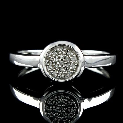 Round Natural Diamond Cluster Engagement Ring 14k White Gold Plated Silver - Image 1 of 3