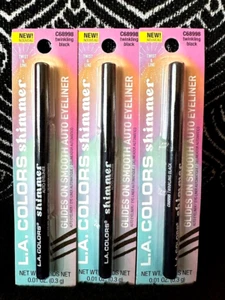 3x LA COLORS TWINKLING BLACK C68998 24H CREAMY TWIST-UP PENCIL CRAYON EYELINER - Picture 1 of 4