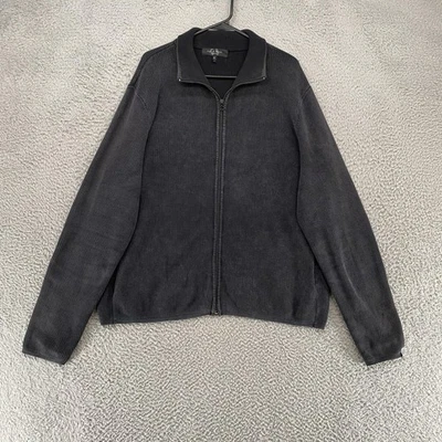 rag & bone Sweater Mens Large Gray Full Zip Organic Cotton Ribbed Thick Dexter - Image 1 of 4