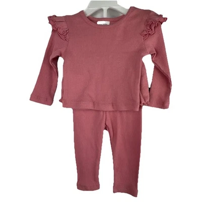 Conjunto de 2 piezas con volantes rosas acanalados Okie Dokie talla 3m bebé niña Foto 1 de 4
