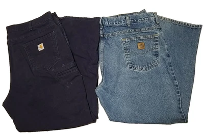 LOT OF 2 CARHARTT FR Carpenter Utility Cotton Duck Denim Canvas PANTS Sz 42x30 - Image 1 of 4