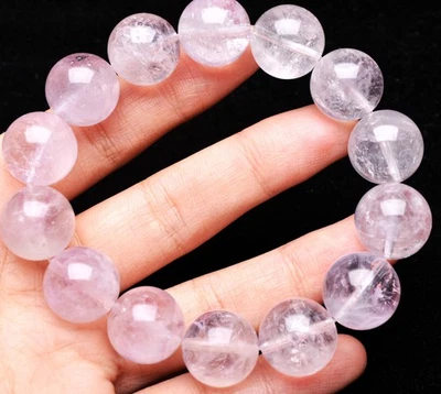 Brazalete de cuentas redondas de piedras preciosas de cristal de amatista púrpura natural genuino de 15,6 mm Foto 1 de 4