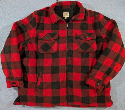 Chaqueta Victory Outfitters Para Hombre 2XL Roja Negra Búfalo Cuadros Vellón Cremallera Chamarra Foto 1 de 4
