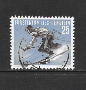 LIECHTENSTEIN SCOTT 291 GEBRAUCHT SS - 1955 25rp LT ULTRA & SEPIA - SKI - Bild 1 von 2