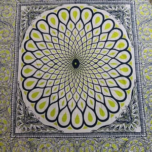 African Fabric Print Cotton Panel Blue Green Boho Caribbean Island Decor Artsy - Picture 1 of 6