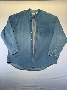 LL Bean Mens Size Large Long Sleeve Button Down Blue Jean Denim Shirt Casual - Picture 1 of 5