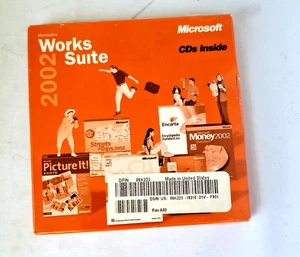 Microsoft Works Suite 2002 CD + Product Key Word, Encarta, Money (NOS New Seal). - Bild 1 von 8