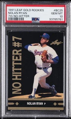 1991 LEAF GOLD ROOKIES 7TH NO-HITTER #BC25 NOLAN RYAN ROOKIE RC PSA 10 - Image 1 of 2