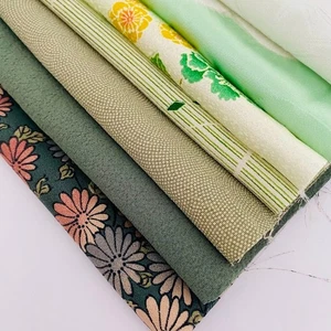 Bundle #191 Sprout Vintage Silk Fabric Scraps Japanese Kimono Fabric Bag - Picture 1 of 5