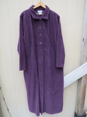 90s Vintage April Cornell Darling Corduroy Jacket Purple M Cotton Button  Dress - Image 1 of 4