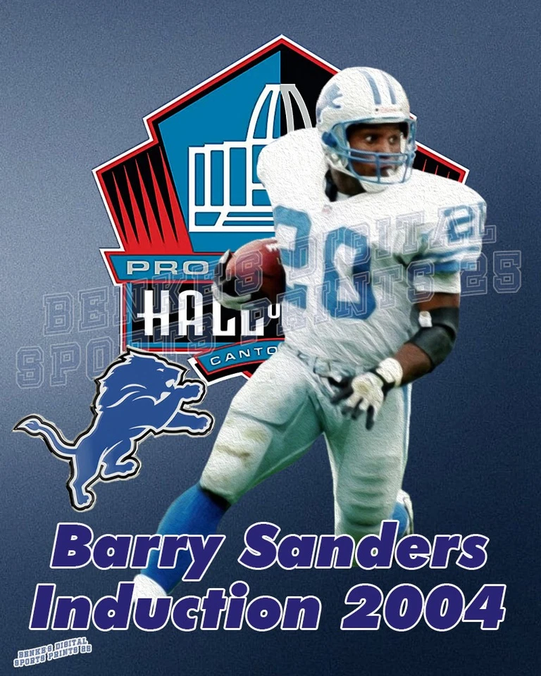 Impresión litográfica de los Detroit Lions de Barry Sanders HOF 2025 Foto 1 de 1