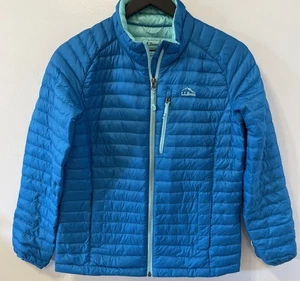 LL Bean Boys 650 Down Jacket Kids Large (14-16) Blue Pockets Goose Down Puffer - Picture 1 of 10