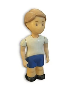 Vintage Little Tikes Dollhouse Boy Brother Son Figure in Blue Shorts White Shirt - Picture 1 of 7
