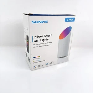 SUNVIE Indoor Smart Floor Can Up Lights 5W RGBW Color Changing, White, 2-pack - Picture 1 of 12