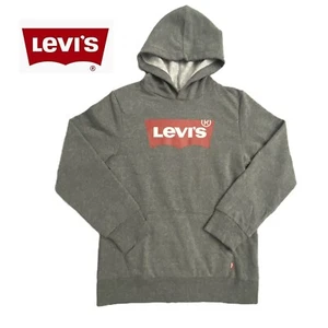 NWT Levi’s Hoodie Sweatshirt Youth Boys Large 12-13 Years Gray Pullover Box Logo - Picture 1 of 16