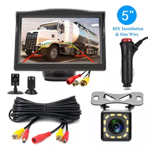 Rear View Backup Camera Plug and Play 5" HD Monitor Reverse Parking Kit System - Picture 1 of 12