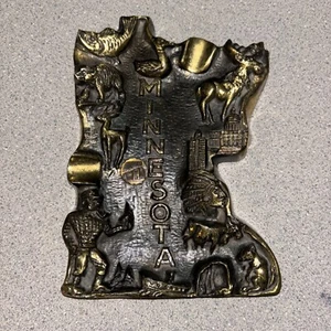 Vintage State of Minnesota Metal Brass Tone Ashtray 6”x5” Felt Bottom - Picture 1 of 5