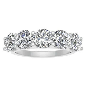 2.00ctw Diamond Five Stone Wedding Band in 14k White Gold - Picture 1 of 4