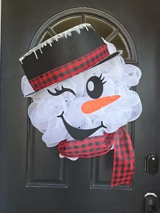 Snowman Decor Outdoor & Indoor Christmas Wreath Holiday Door Decor Ainter Wreath - Picture 1 of 8