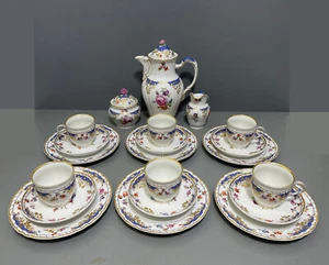KPM Berlin Kaffee Service 21-tlg. Breslauer Stadtschloss Blumen Schuppen 1.Wahl - Bild 1 von 24