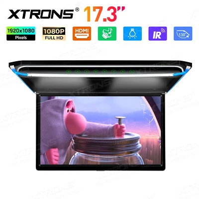 17.3" Car Roof Ceiling Flip Down Overhead Monitor 1080P Video TV Player USB HDMI - Image 1 of 4