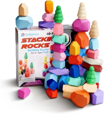 40PCS Stacking Rocks Building Blocks Montessori Toys For 3+ by Qubomax - Image 1 of 4
