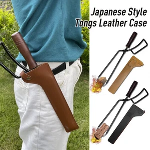 Charcoal Clip Anti-Scalding Holster Camping Barbecue Fireplace Tongs Case Brown - Picture 1 of 15