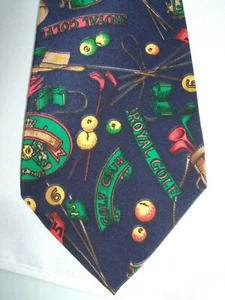 COXINEL PARIS ROME ROYAL GOLF CRAVATTA TIE KRAWATTE 100% SILK SETA VINTAGE BLU - Imagen 1 de 6