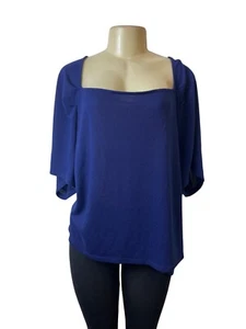 Eloquii Womens Size 26/28 Blue Square Neck Top Short Sleeve Shirt - Picture 1 of 6