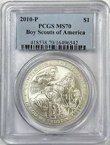 2010-P Boy Scouts of America Silver Dollar PCGS MS70 FREE SHIPPING! - Picture 1 of 2