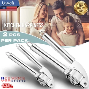 Garlic Press Crusher Squeezer Masher Mincer Stainless Steel Manual Kitchen Tool - Picture 1 of 12