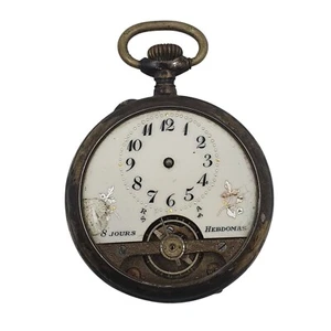 Antike HEBDOMAS 8-Tage Taschenuhr - 800 Silber Gehäuse für Teile oder Reparatur - Bild 1 von 18