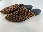 Rockport Womens Mules Leopard Print Real Calf Hair Mules Flats Size 10