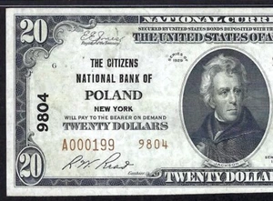 🇺🇸NY 1929 $20 TYPE-2 ♚♚POLAND,NEW YORK♚♚ PMG EX FINE 40 EPQ BEST KNOWN, SCARCE - Picture 1 of 3
