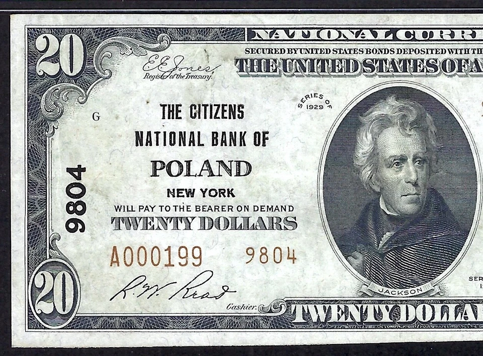 🇺🇸NY 1929 $20 TYPE-2 ♚♚POLAND,NEW YORK♚♚ PMG EX FINE 40 EPQ BEST KNOWN, SCARCE - Image 1 of 3