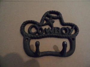 KEY HOLDER HOLDS (2) KEYS ANTIQUE RUSTIC 4" TALL 4 3/4" WIDE COWBOY HAT STAR - Picture 1 of 1