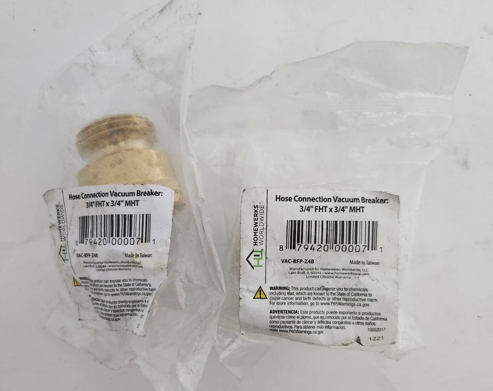 Homewerks Vac-bfp-z4b Vacuum Breaker Male Hose Thread 3/4-inch