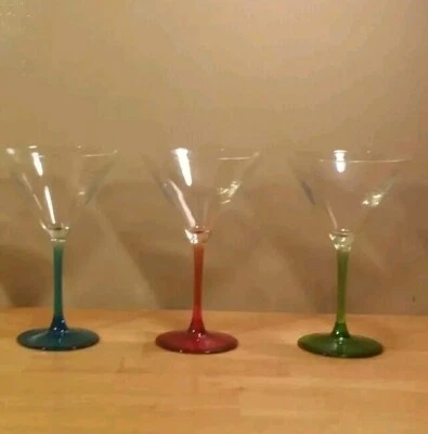 Set of 3 ARC France Hand Made Crystal Martini Glasses Vintage - Image 1 of 4