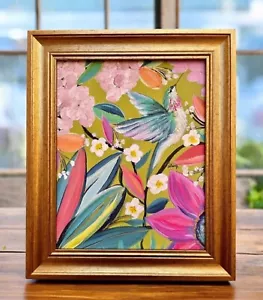 Boho Botanical Hummingbird print framed by artist, me! Lilly Pulitzer inspo - Picture 1 of 6
