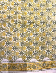 Indian Hand Block Print Cotton Fabric by the Yard, Sewing, Dressmaking, Handmade - Picture 1 of 5