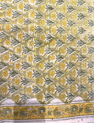 Indian Hand Block Print Cotton Fabric by the Yard, Sewing, Dressmaking, Handmade - Image 1 of 4