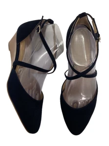 Talbots Wedge Heels Women's 8.5 M Indigo Blue Laney Criss Cross Shoe Preppy - Picture 1 of 10